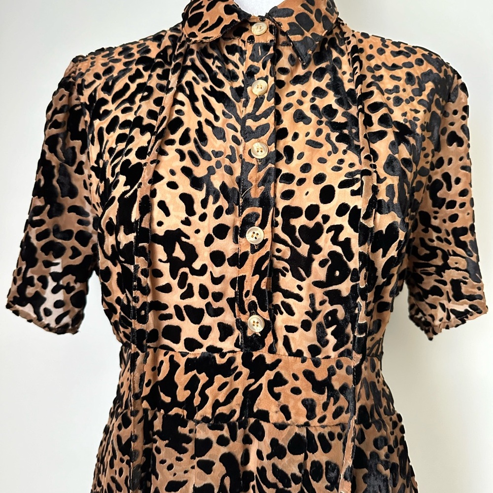 IVY CITY CO Anna Embossed Leopard Print Short Sleeve Midi Dress NWT Size Large - Picture 5 of 12